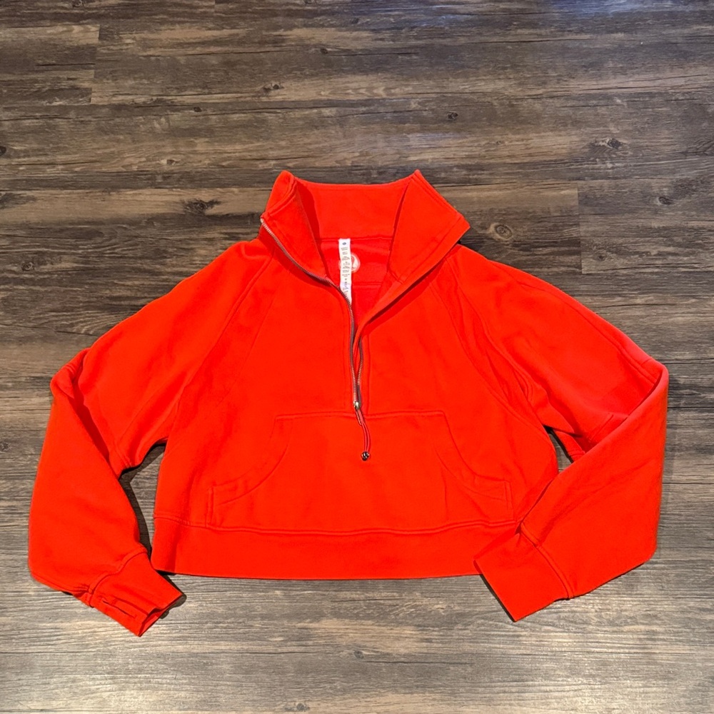 Lululemon Athletica Vibrant Dark Orange Cropped Hoodie
